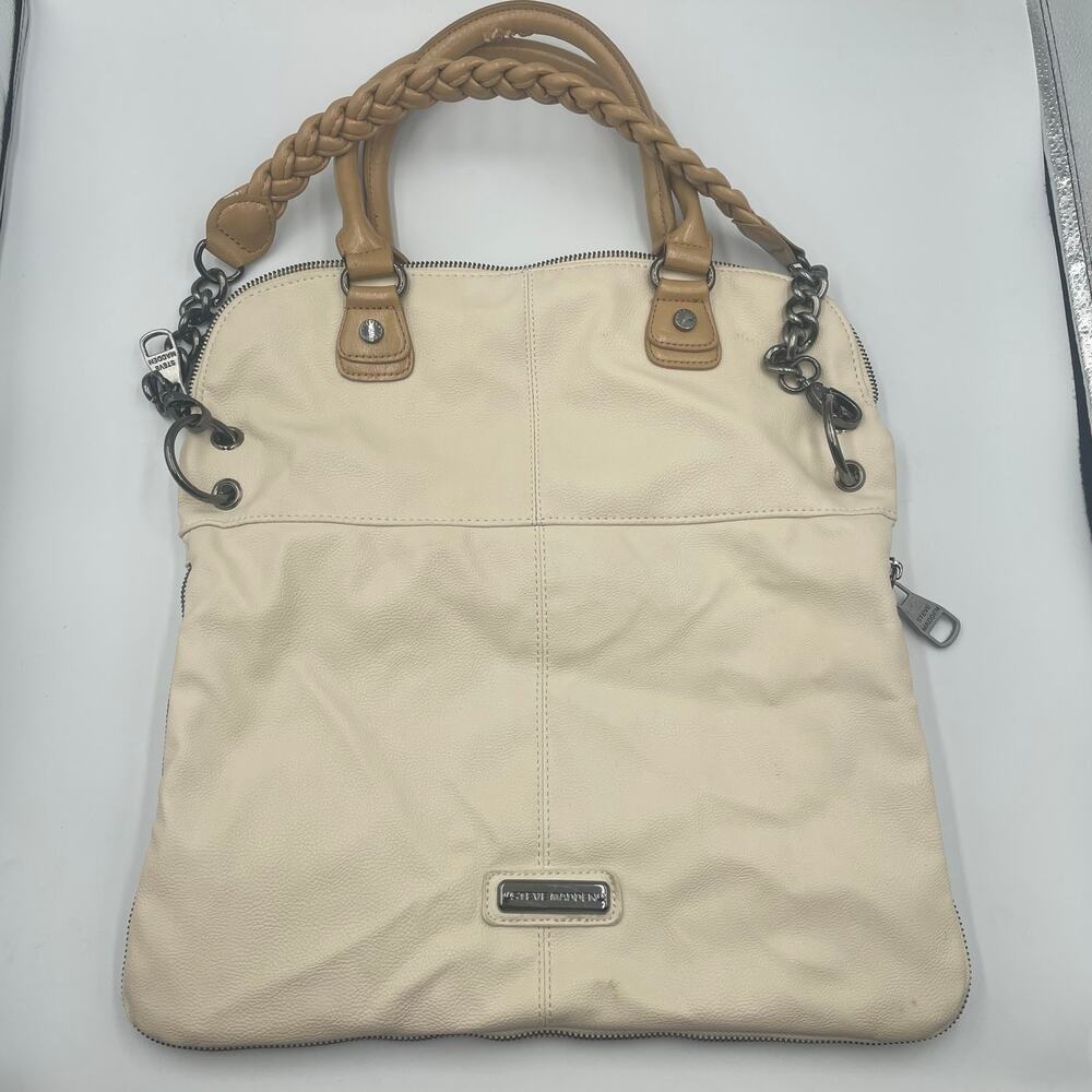 White Steve Madden Slouchy Zip Around Purse Bag Satchel Expandable